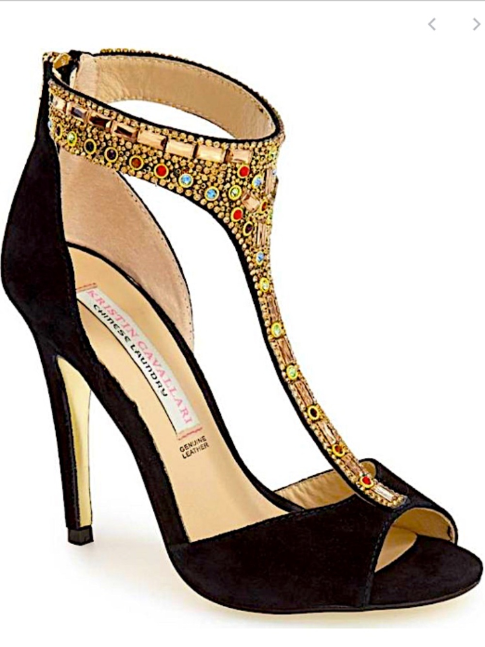 Kristin Cavallari 'Lena' Crystal T-Strap Sandal in black suede